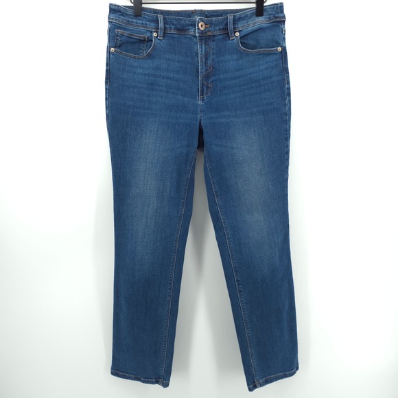 J. Jill Denim - J. Jill High-Rise Straight Leg Womens Jeans 10P Blue Denim Zigzag Stitch